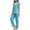 Blue, variant on Tnhcen Women's Solid Color Sleepwear Two-Piece Set Short Sleeve Top & Long Pants | Soft Casual Loungewear PJS with Side Slits | S-2XL