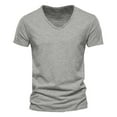 thumbnail image 3 of T Shirts Men Summer Solid Basic T Shirt for Men Short Sleeve V Neck Stretchy Casual Tops Lightweight Breathable Tshirt Men Grey XXXL, 3 of 3