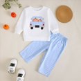 thumbnail image 2 of NOLDARES Little Boy Winter Outfits Pants Sets Long Sleeve Embroidery Panel Sweatshirt Elastic Pants 2PCS(T238-White), 2 of 6