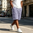thumbnail image 2 of Delconic Men Lightweight Breathable Knit Cargo Casual Shorts Adjustable Drawstring Stretch Waist Solid Color Relax Fit Bottoms For Running Fishing Weekend Sports Beach Outfit Light Purple 2XL, 2 of 7