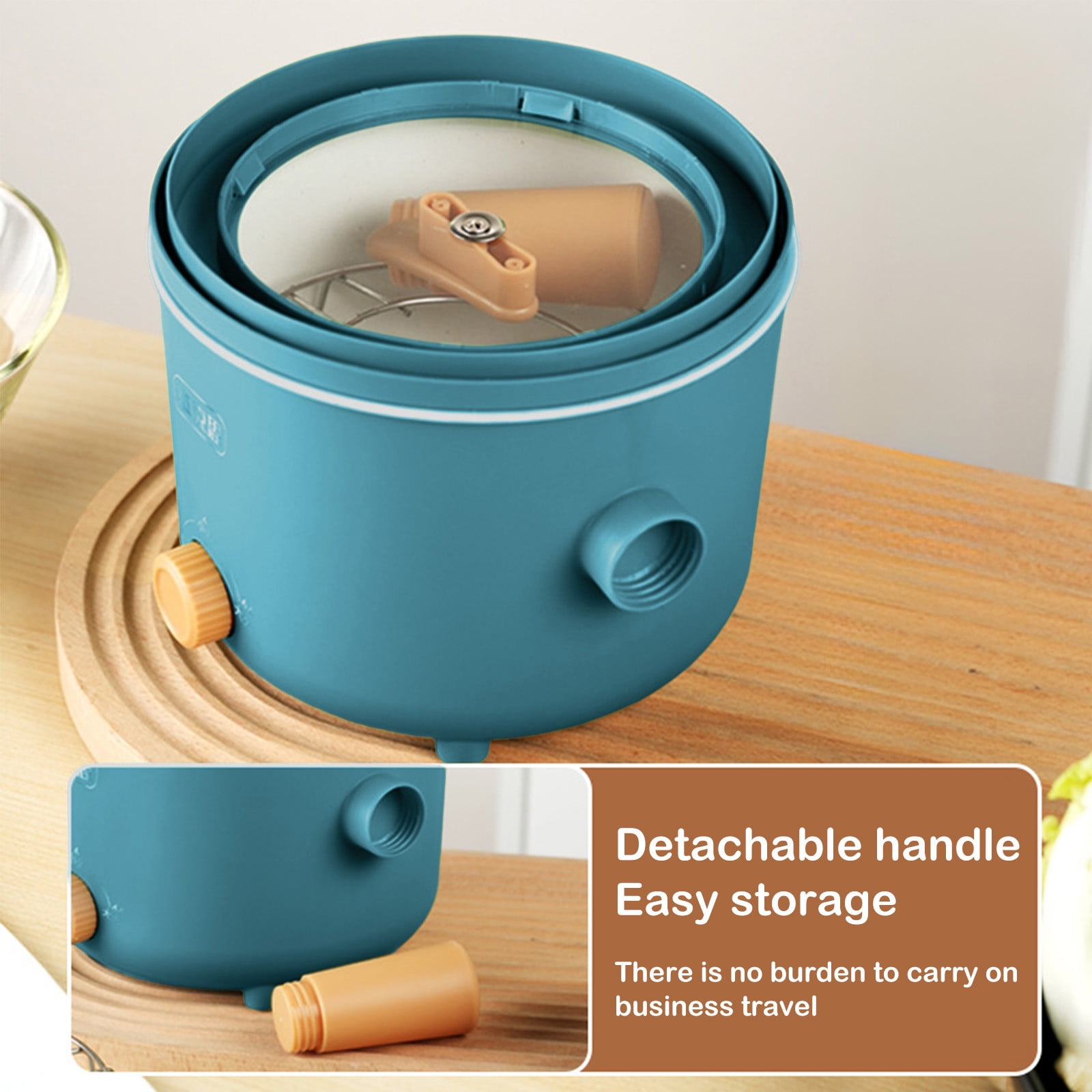 COM1950s Electric Hot Pot- Ramen Cooker,Dual Power Mini Portable Multi-Functional Lazy Pot for Pasta,Noodles,Egg,Soup,Non-Stick Noodle Cooker with Boil Dry Protection for Dorm,Office (Blue)