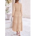 thumbnail image 2 of Vestido midi PRETTYGARDEN para mujer con cuello en V fruncido, línea A, color albaricoque, 2 of 9