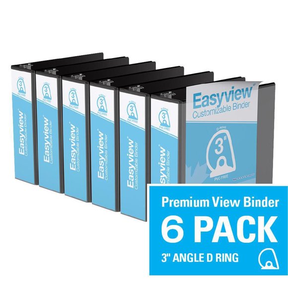 Davis Group, Easyview Premium, D Ring, Customizable, View Binder, 6 Pack, 3"