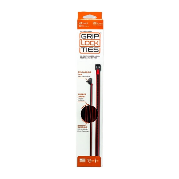 Zip Ties 12in Releasable Black / Red 48pk