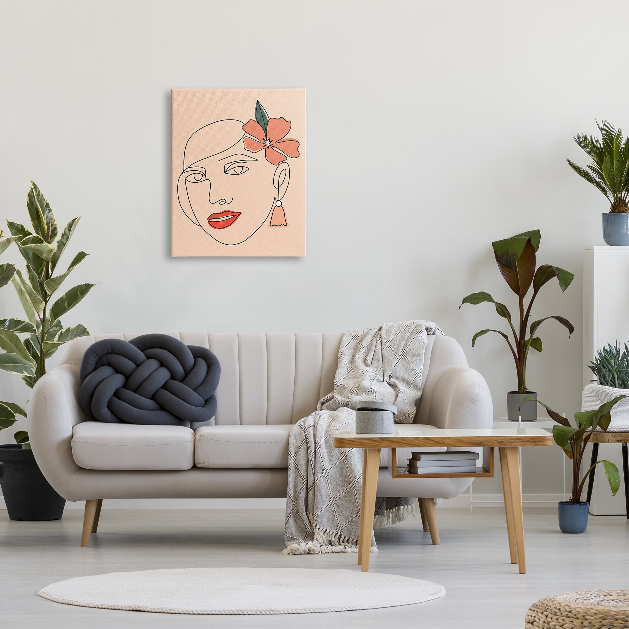 Stupell Industries Abstract Line Doodle Woman Lipstick Flower Blossom Graphic Art Gallery Wrapped Canvas Print Wall Art, Design by Hey Bre! Creative Studio