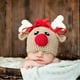 thumbnail image 1 of Gorro de Navidad para bebé, gorro de ganchillo a mano de Reno Adorable, gorros tejidos para niño y niña recién nacido, accesorios para fotos, gorro tejido, Papá Noel de Navidad, 1 of 4