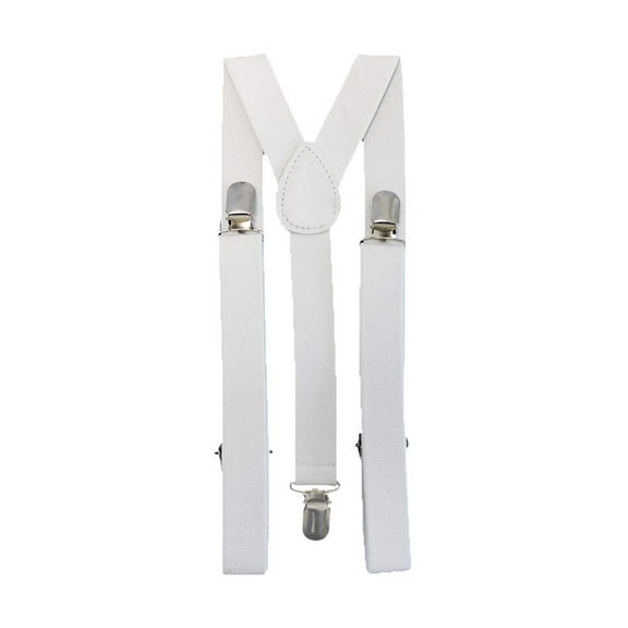 White Stretchy 1" Wide Thin Adjustable Braces Suspenders