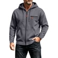 thumbnail image 3 of UVEASISHA Mens Zipper Hoodies Oversized Casual Hooded Sweatshirt Jacket Drop Shoulder Long Sleeve Lightweight Athletic Jackets Loose Fit Workout Clothes Dark Gray S, 3 of 10