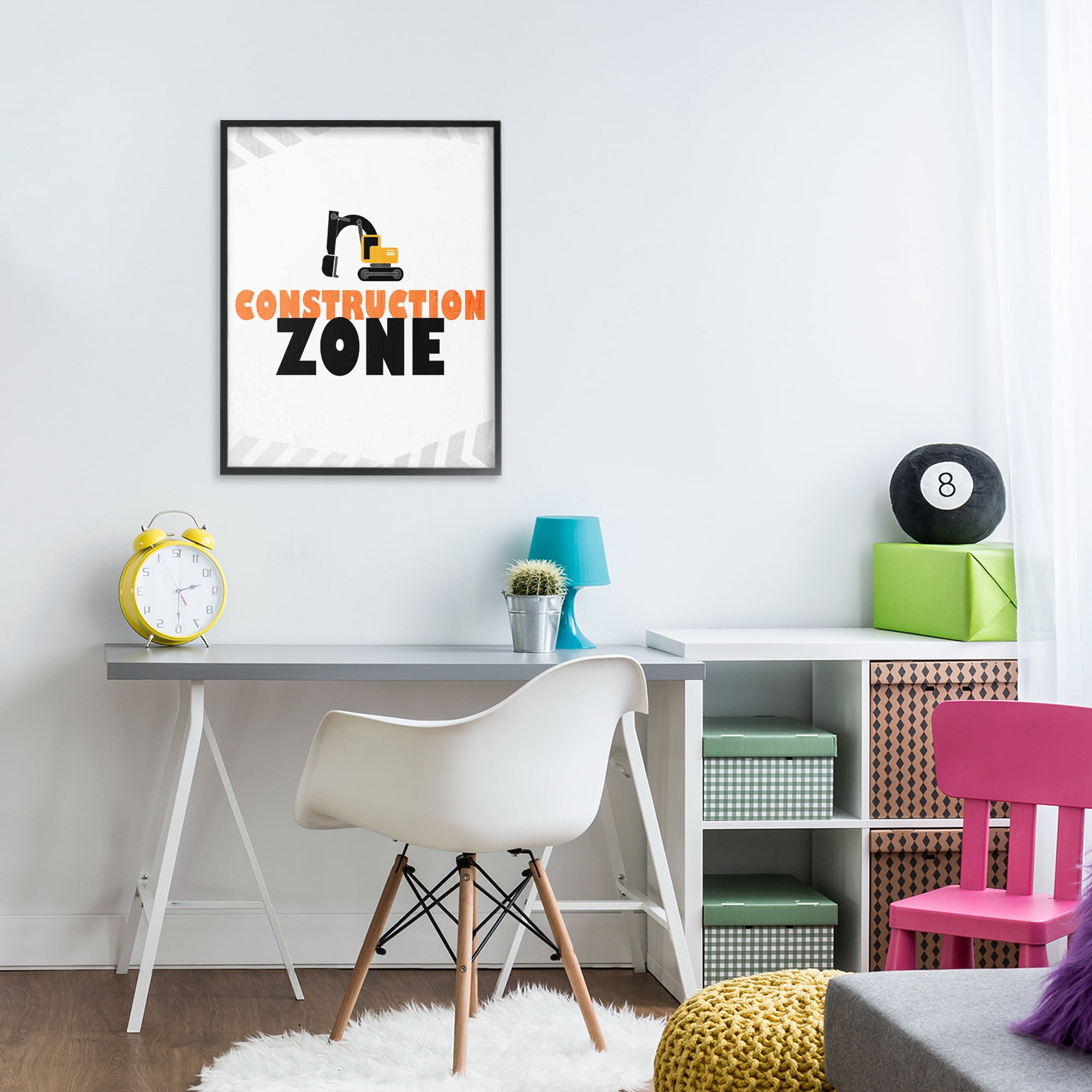 Construction Zone Minimal Black Framed Giclee Art, design by Kim Allen
