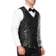thumbnail image 4 of INSPIRE CHIC Chaleco para Hombre V-Neck Slim Fit Doble Botón Fiesta Disco Prom Noche de Club con Lentejuelas S Negro, 4 of 5