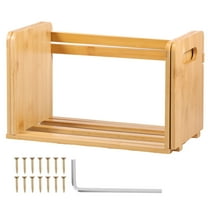 Bamboo Desktop Bookshelf with Carry Handles Expandable Desktop Organizer Small Book Rack for Office Supplies Home Tabletop