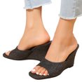 thumbnail image 5 of Anuirheih Clearance Slip on Sandals Women,Women's Wedges Shoes Ladies Beach Sandals Summer Non-Slip Causal Slippers(Black), 5 of 8