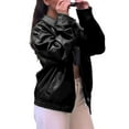 thumbnail image 3 of Female Leather Jackets Oversized Faux Plus Size Moto Biker Coat Fall Outfits Fashion Clothes Black M, 3 of 8