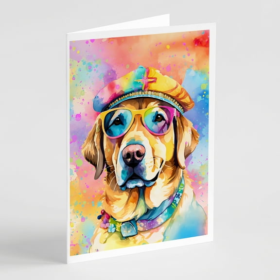 Yellow Labrador Hippie Dawg Greeting Cards Pack of 8 7 in x 5 in
