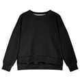 thumbnail image 3 of Odeerbi Kids Girls Crewneck Sweatshirts Fall Winter Pullover Sweatshirt Long Sleeve Sweatshirt Top Side Split Drop Shoulder Sweatshirts 5-14 Years Kids Clothes Black, 3 of 5