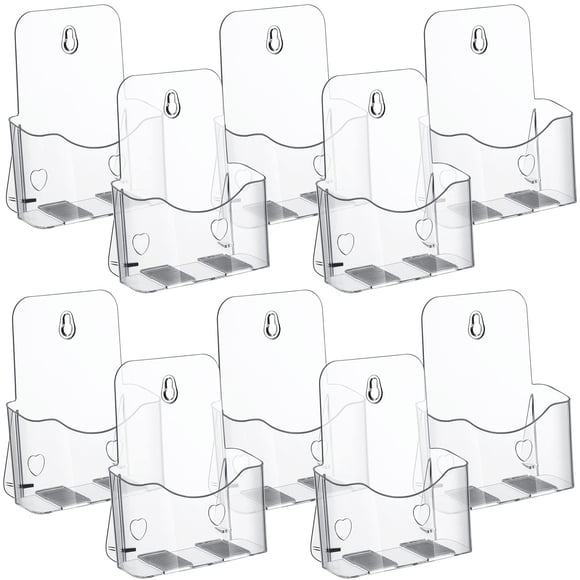 Chinco 10 Pieces 6 x 8 Inches Acrylic Brochure Holder Bulk, Clear Literature Holder Plastic Flyer Display Stand for Pamphlet Vendors Magazine Document Booklet Menu T