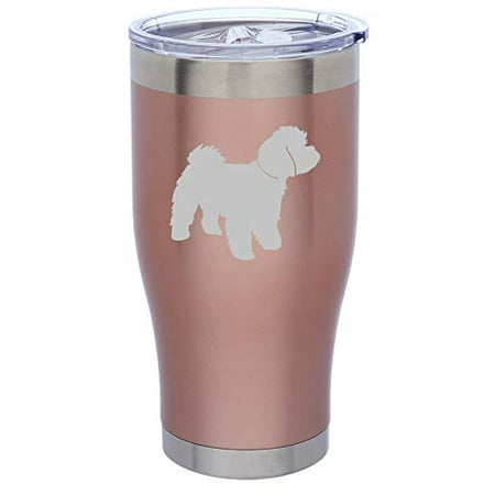 

Rose Gold Double Wall Vacuum Insulated Stainless Steel Tumbler Travel Mug Maltipoo (24 oz)