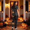 thumbnail image 4 of 2026 New Halloween Scrubs for Women Set Medical Uniform - V-Neck Top & Straight Leg Pants with Pockets, Nurse Workwear, 02-Gray, L, 4 of 6