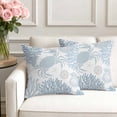 thumbnail image 3 of Set of 2 Summer Pillow Covers 18x18 Inch, Blue Grey Crab Coral Seashell Nautical Coastal Ocean Decorative Throw Pillow Cases Cotton Cushion Covers for Sofa Couch Bed Living Room Bedroom Home Decor, 3 of 9