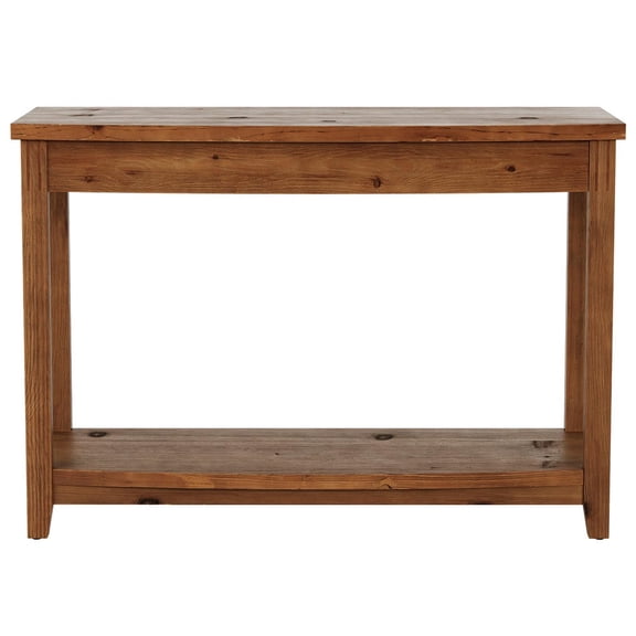 Barara King 41.3" Solid Wood Farmhouse Console Table, Sofa Table with Storage Shelf, Narrow Entryway Table for Living Room, Behind Couch, Hallway, Foyer, Brown