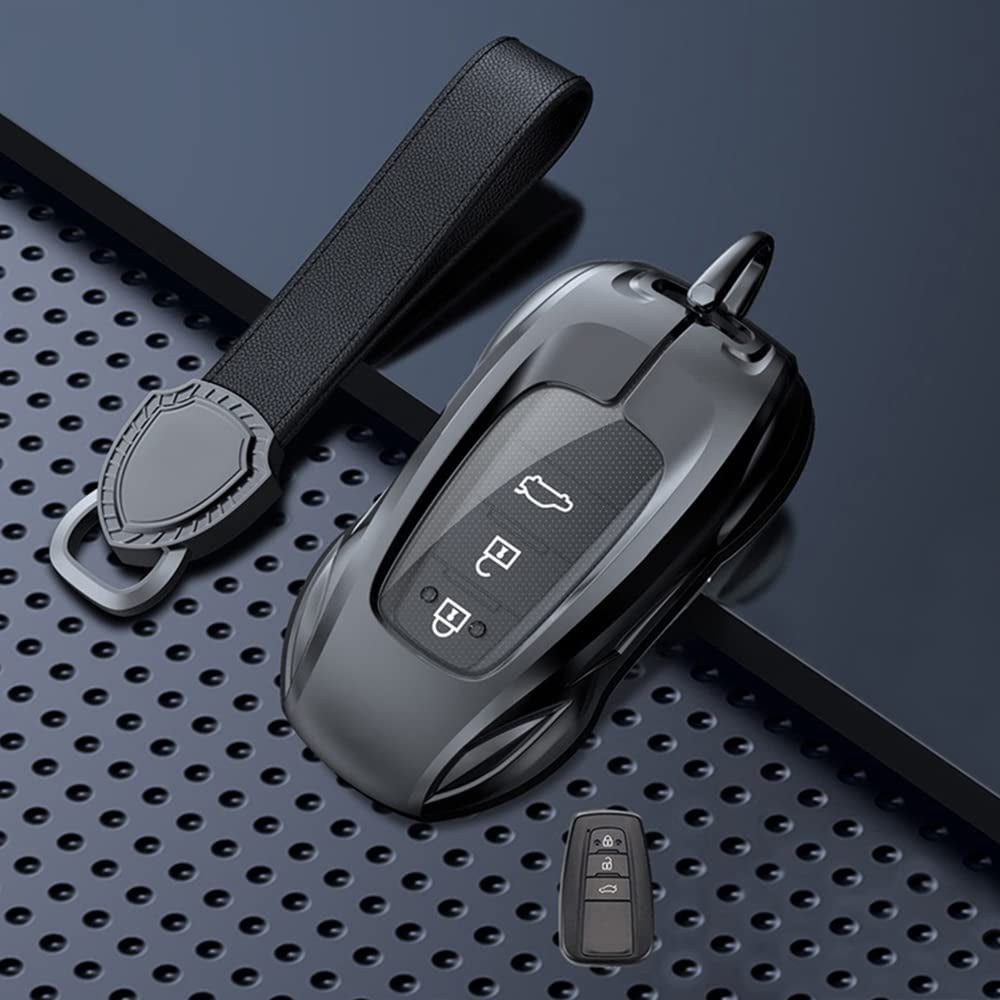Zinc Alloy Metal Car Key Fob Case Accessories Compatible for Toyota Camry RAV4 Highlander Avalon C-HR Prius Corolla 2018-2022 Smart Key Fob Cover Protector Shell