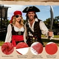 thumbnail image 2 of Halloween Pirate Costume Accessories Pirate Head Scarf Sash Belt Medieval Costume Eye Patch Coin Pendant Pirate Clothes for Women and Men 4Pcs Red, 2 of 7