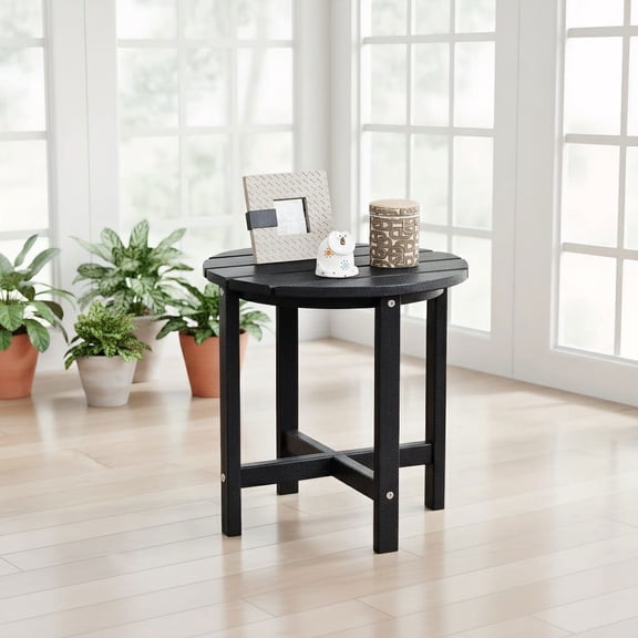 Barara King Patio Side Tables,Set of 2 18 Inch Round Weather-Resistant Adirondack Side Tables-Black