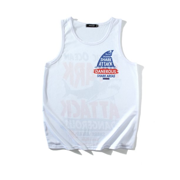 Men's vest foreign trade European and American sports sleeveless fitness men's waistcoat loose 3D SHARK SHARK jersey manufacturers