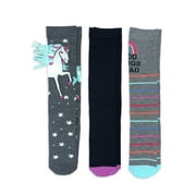 Wonder Nation Girls Unicorn Socks, 3-Pack, Sizes S-L