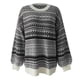 thumbnail image 5 of Vestido de suéter suelto con estampado de copos de nieve de manga larga clásico con cuello en O informal a la moda para mujer Pompotops  hdfakjf577, 5 of 7
