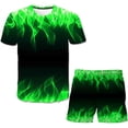 thumbnail image 2 of 2021 3D The Flame Whirlpool, conjuntos de ropa de poliéster para niños, gran oferta de verano, camiseta, conjunto de pantalones cortos, ropa para niños de 4 a 14 años, 4T Gao Jinjia LED, 2 of 2
