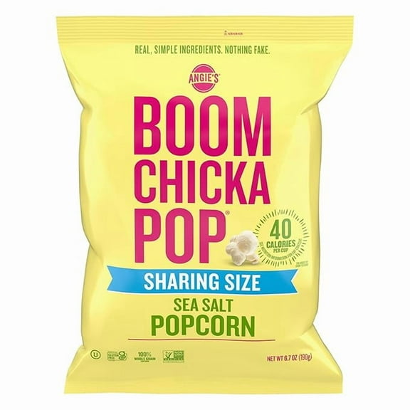 Angie's BOOMCHICKAPOP Sea Salt Popcorn, Gluten Free, Party Size, 6.7 oz.