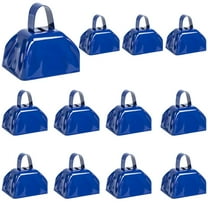 Blue Cow Bells for Sporting Events, Iron Material, 3 Inch Cowbells, Small Cowbells for Football Games, 12-Piece Set Ideal for Stadiums