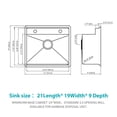 thumbnail image 5 of 21-in Undermount Workstation Bar Sink with Folding Faucet And Cutting Board 16 Gauge Stainless Steel Single Bowl Prep Sink, 5 of 10