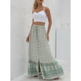 thumbnail image 3 of Womens High Waist Floral Pleated Skirt,Stylish Bohemian Comfy Midi Swing Skirt A Line Long Maxi Skirt Half Dress,Cute Front Split Ankle Length Summer Beach Soft Skirt,Yellow XXS-L, 3 of 7