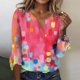 thumbnail image 1 of ICHUANYI Clearance Women's Casual Printed Three-quarter Sleeve V-neck Flared Sleeve T-shirt Shirt(Hot Pink, S) ICHUANYI WER2023080708892, 1 of 5