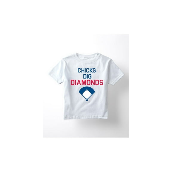 Instant Message - Chicks Dig Diamonds, Baseball -TODDLER SHORT SLEEVE TEE-5T