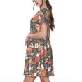thumbnail image 2 of Easygdp Foxes para Vestido Transpirable de Mujer, Vestido Suelto de Manga Corta con Pliegues y Bolsillos para el Verano, 2 of 6