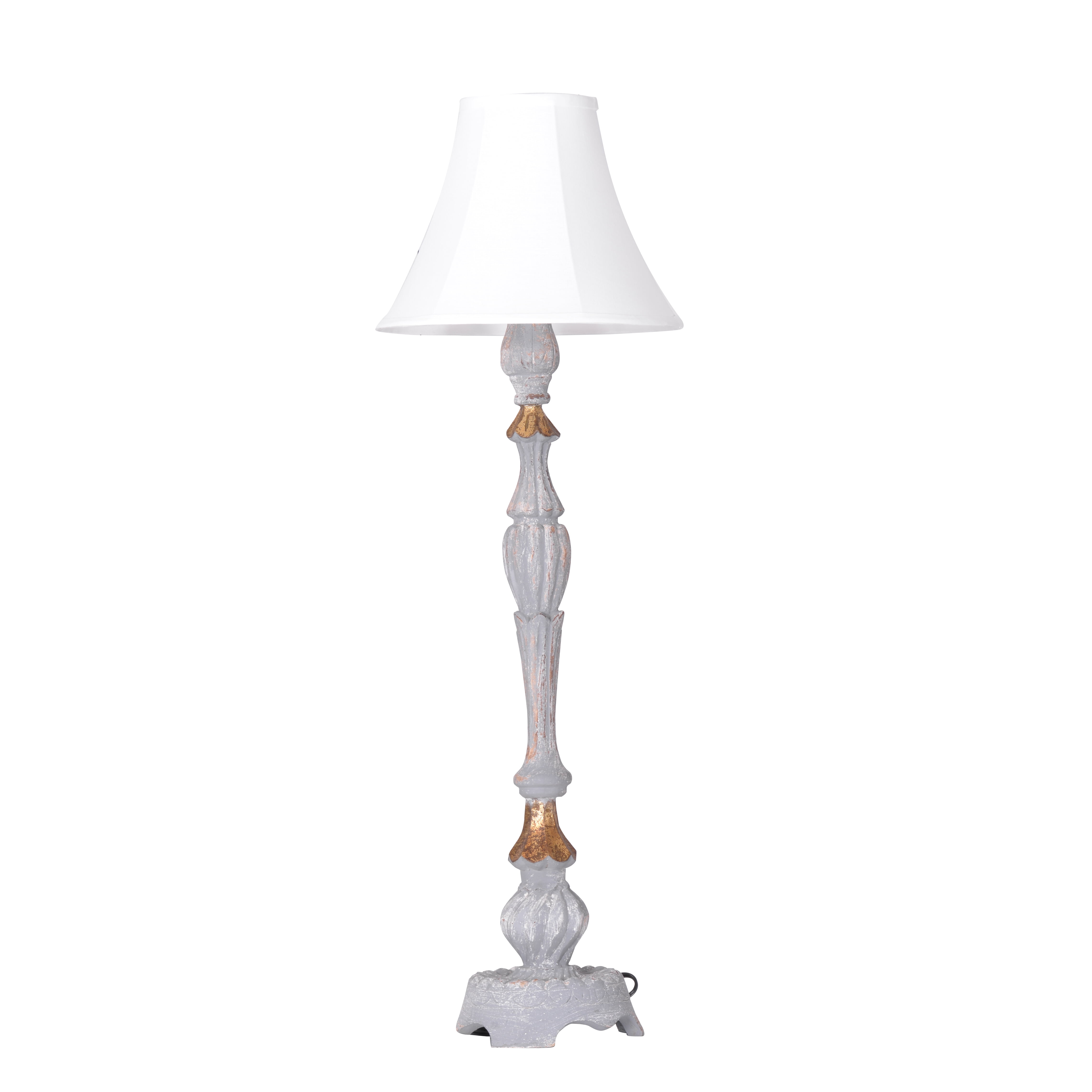 39" Table Lamp Distressed White, Gold