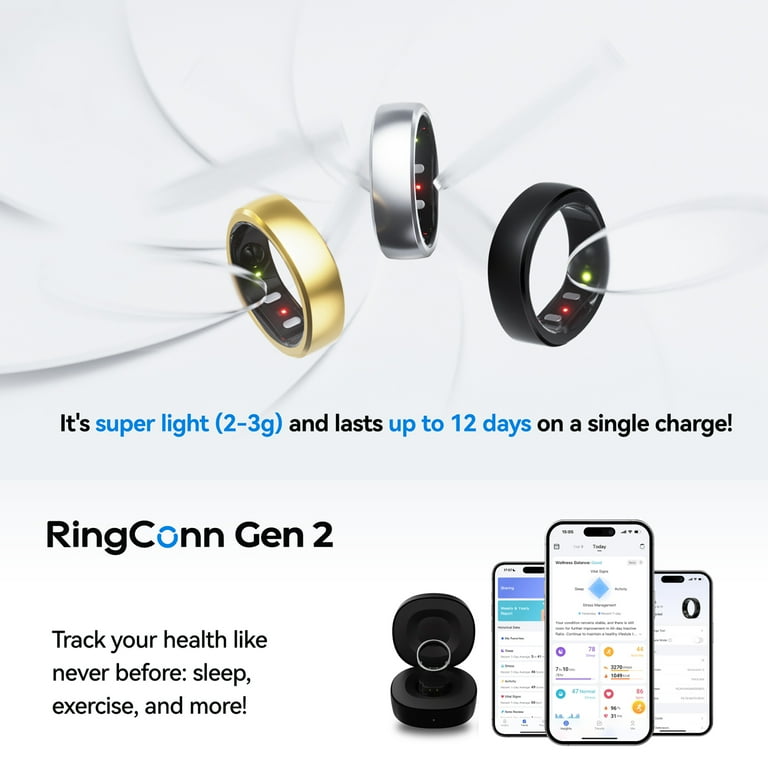 RingConn Gen 2 Ultra-Thin Smart Ring with Monitoring and Health