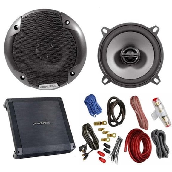 Alpine S2-S50 5.25" 340W Speakers  BBX-T600 2 Channel Amplifier   4 Gauge Amp Kit