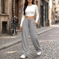 thumbnail image 2 of Resicozy Parachute Cargo Pants Women Lightweight Baggy Hiking Pants Y2k Drawstring Elastic Waist Pants with Pockets Light Gray 3XL, 2 of 7