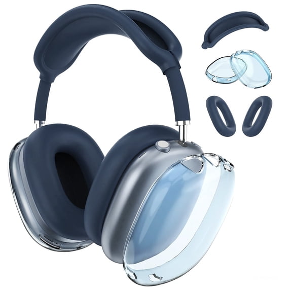 MMOBIEL Silicone Case Set for AirPods Max Clear Blue 3-in-1