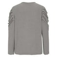 thumbnail image 6 of ClodeEU Womens Round Neck Puff Long Sleeve T Shirt,Casual Cropped Tee,Slim Fit Tops Gray,Womens Plus M, 6 of 8
