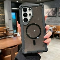 for Samsung Galaxy S25 Ultra Case for Women Girls,Cute Bling Sparkle Glitter Magnetic Compatible with MagSafe Shockproof Anti-Scratch Camera Protection Silicone Bumper Phone Case,Black