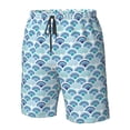 thumbnail image 4 of Sikiie Blue Fish Scale Texture Print Men's Beach Shorts, High Elastic Quick-drying Shorts - with Drawstring and Slip Pockets, Suitable for Beach, Sports, Vacation-XX-Large, 4 of 6
