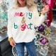 thumbnail image 3 of Sudadera navideña 2025 para mujer, suéter de cuello redondo con parche de purpurina Merry, jersey fino de manga larga con lentejuelas Merry, 3 of 5