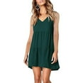 thumbnail image 2 of JGGSPWM Women's Sleeveless V Neck Cotton Mini Dress Tiered Hem Loose Fit Casual Dresses Green XL, 2 of 8