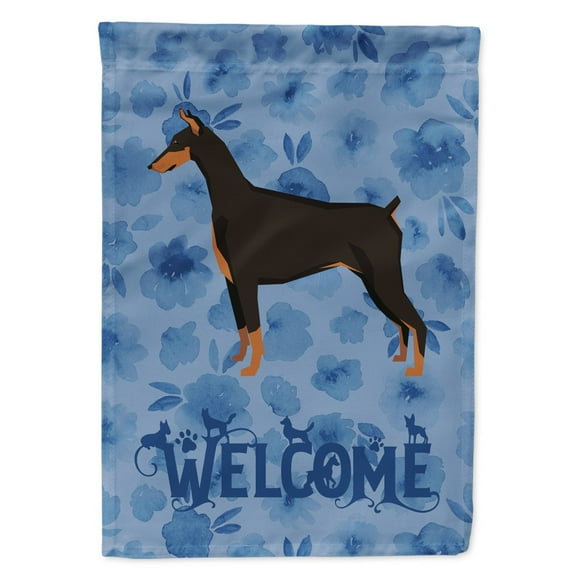 Carolines Treasures CK6239CHF Doberman Pinscher Welcome Flag Canvas House Size Large multicolor