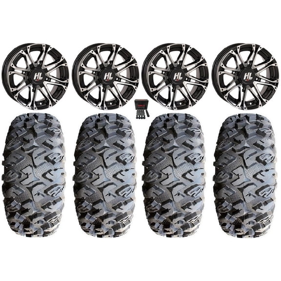 High Lifter HL3 14" Wheels Machined 30" MotoClaw Tires Can-Am Maverick X3 / Honda Pioneer 1000 / Talon